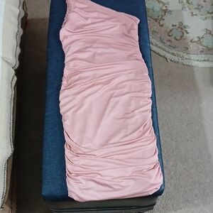 Elegant One Shoulder Pink Dress